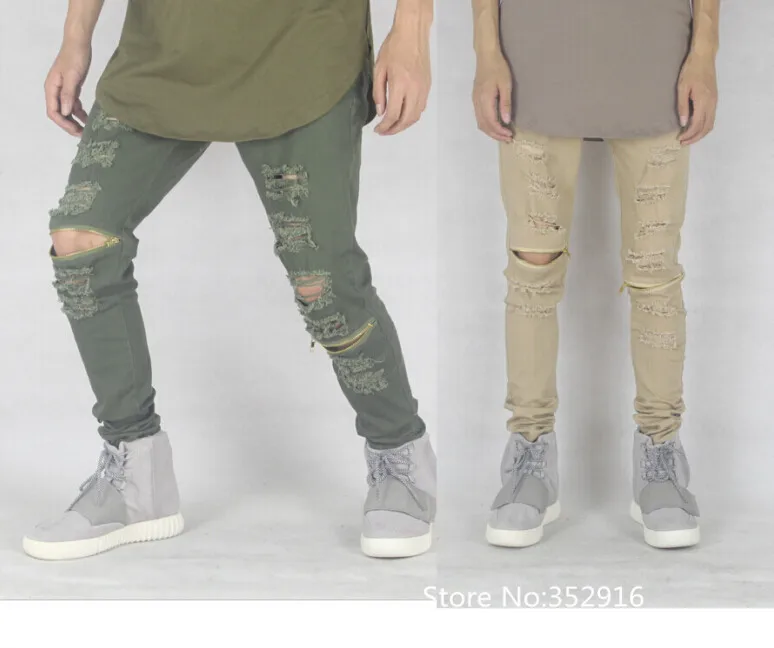 olive green ripped skinny jeans
