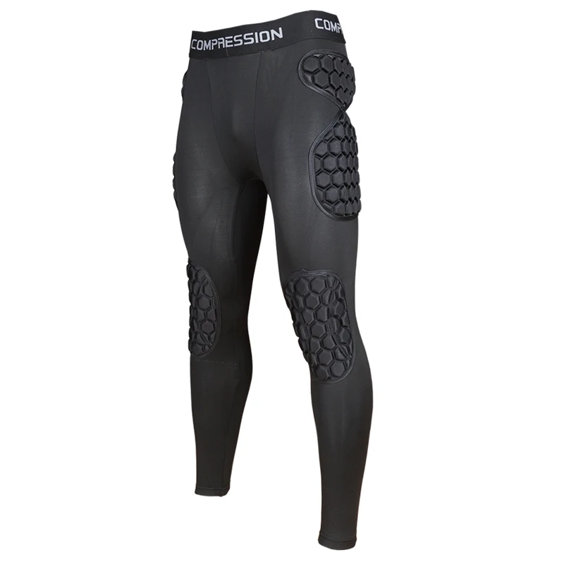 Baratos Pantalones de entrenamiento de portero de fútbol de rugby para hombres profesionales pantalones cortos rodilleras para fútbol americano pantalones cortos de seguridad de protección de rodilla de entrenamiento fitness