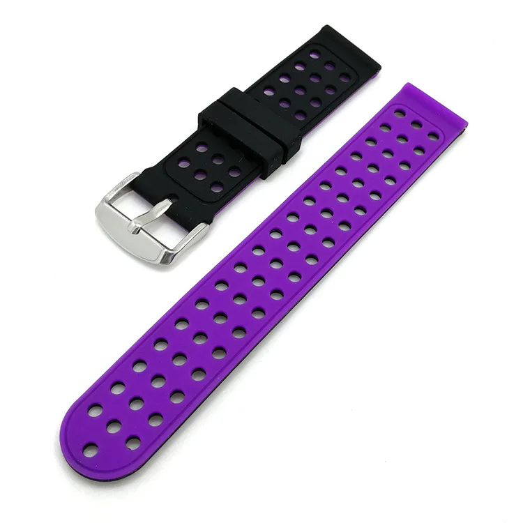 18 мм 20 мм 22 мм силиконовый ремешок для samsung gear sport S2 S3 Frontier amazfit Bip Lite huawei Watch 24 мм Универсальный - Цвет ремешка: Purple Black