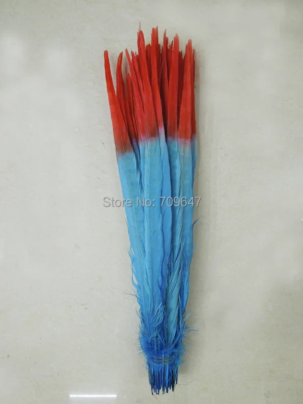 

Pheasant Tail Feathers, 50Pieces/lot-40-45cm long Red+Light Blue Ombre Ringneck Long Ringneck Pheasant Tail Wholesale Feathers