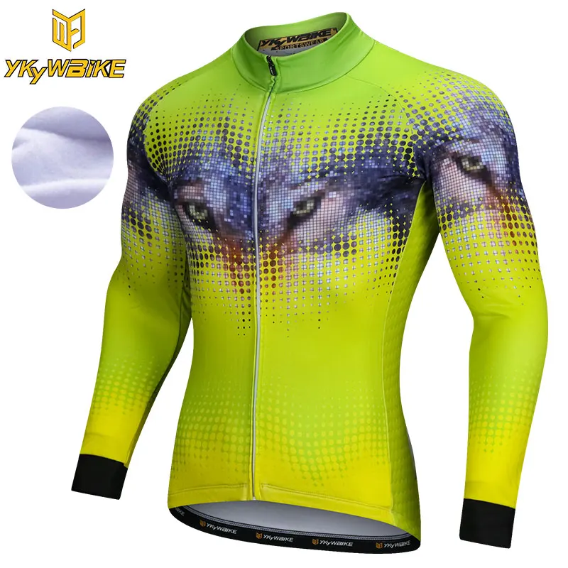 Download thermal cycling jersey mens winter fleece long sleeve mtb ...