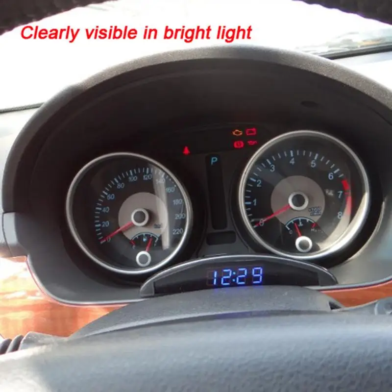 

New 3 In 1 Car Ornament Dashboard LED Luminous Digital Car Clock Thermometer Voltmeter 12V Time Display with Memory Function