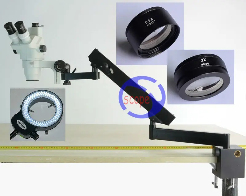 FYSCOPE 3.35X 90X стерео зум микроскоп + Артикуляционная подставка с зажимом 144LED|stereo zoom