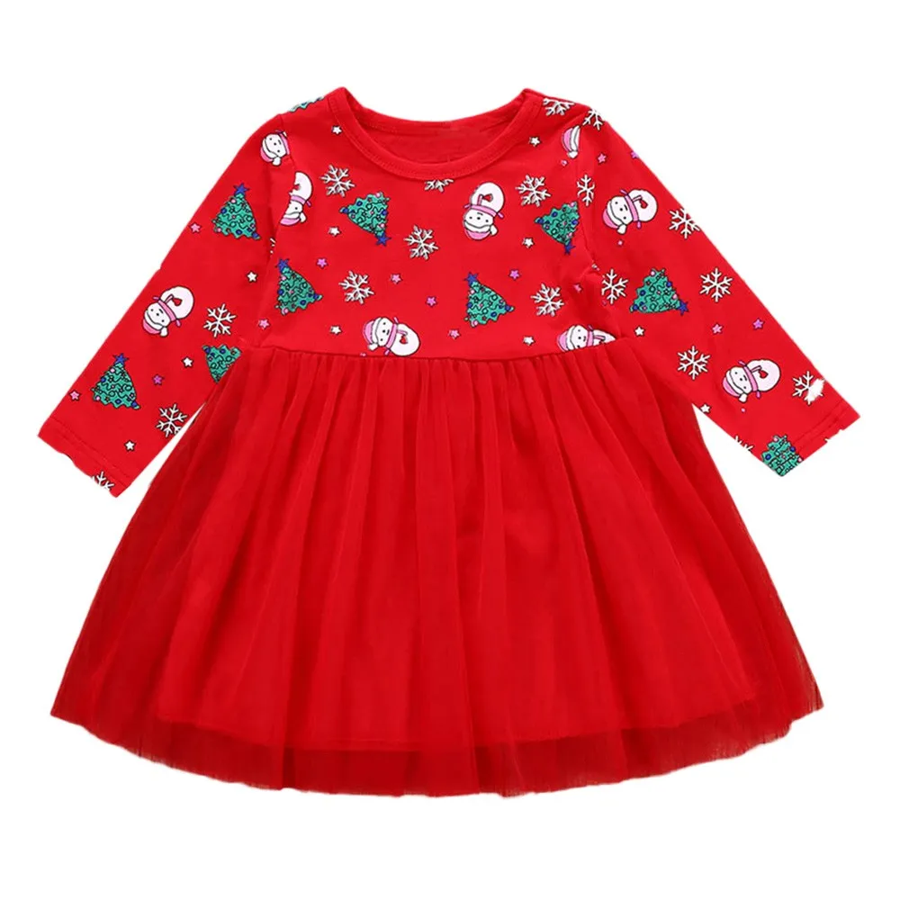Рождественские детские красные платья для девочек; платье с длинными рукавами и рисунком снеговика для маленьких девочек; Рождественская одежда; vestido 827 - Цвет: Черный