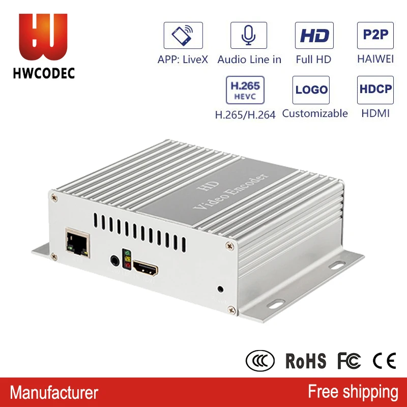 

HWCODEC H.264/H.265 HDMI AV HD live streaming encoder support HTTP, RTSP, RTMP, ONVIF, HLS, UDP