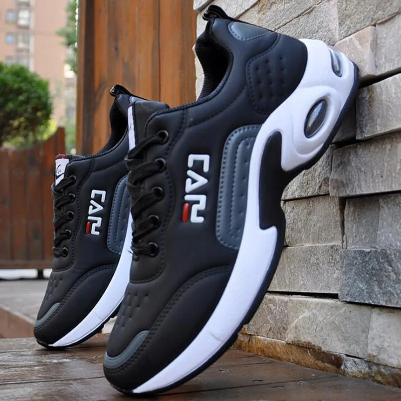 

2019 New Men's Casual Shoes Shock Absorption Cushion Shoes Campus Wind Non-Slip Shoes Leather Stitching Men's Casual Shoes