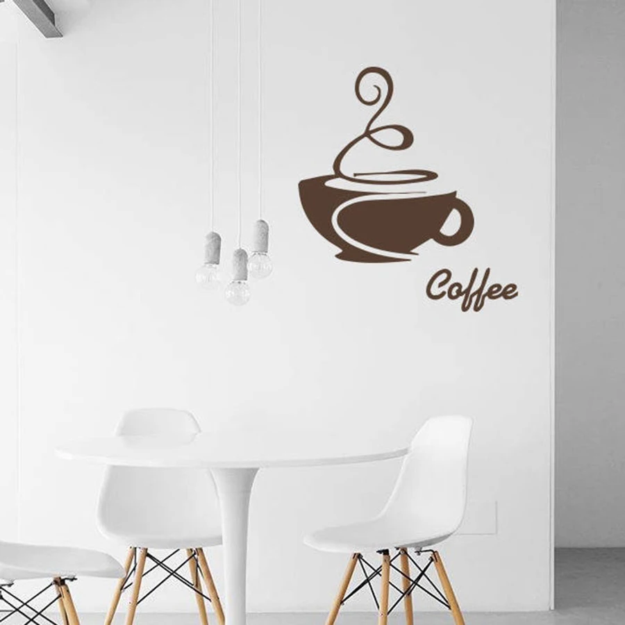 Coffee Cup Wall Decal Aroma Break Room Cafe Restaurant Interior Design Mural Vinyl Sticker Window Decals Art S407 | Дом и сад