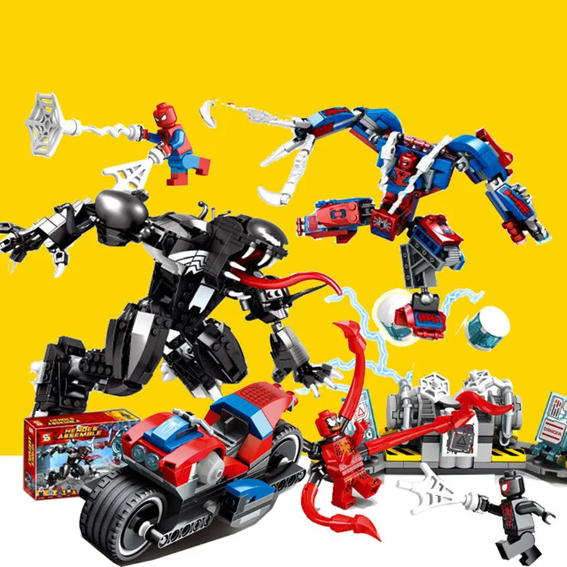 

2019 Marvel Avengers Super Heros Set Spiderman Venom Building Blocks Toys For Children Compatible With Lego 76115 76114 76113
