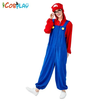 

2019 new Mario Red Halloween Party Two-color optional Sewer workers' straps onesies Loose game dress party games ball