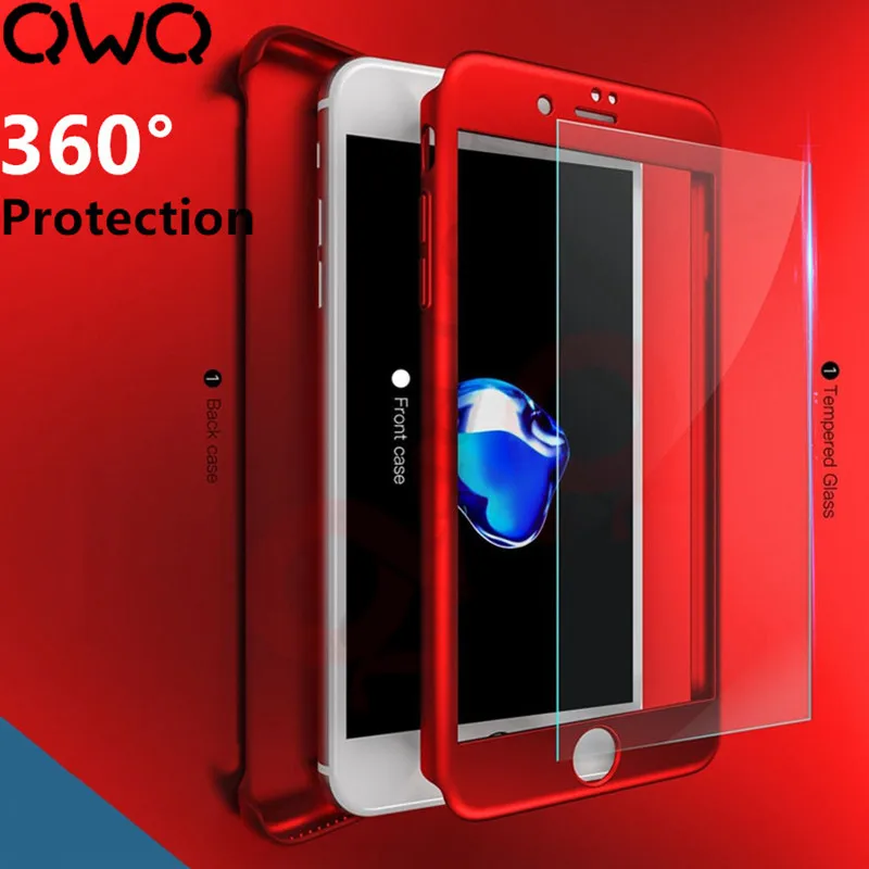 

360 Degree Full Cover Phone Cases For Apple iphone 7 Plus Case 6 6s Plus Ultra Thin Matte Front Back Cover For iphone X 8 Plus