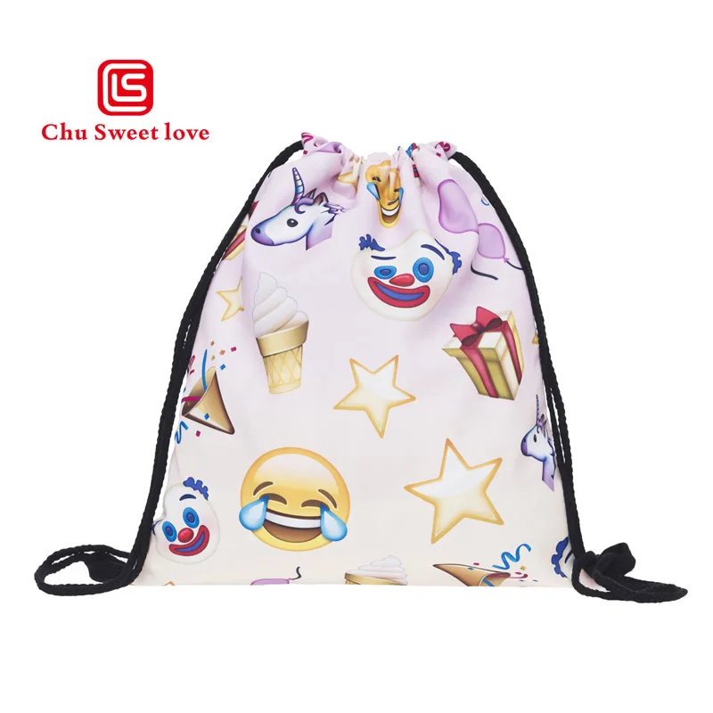 Drawstring Bags Cute Cartoon Horse Print Unicorn Candy Bags Satchel Rucksack Bundle Pocket Drawstring Storage Bags mochila