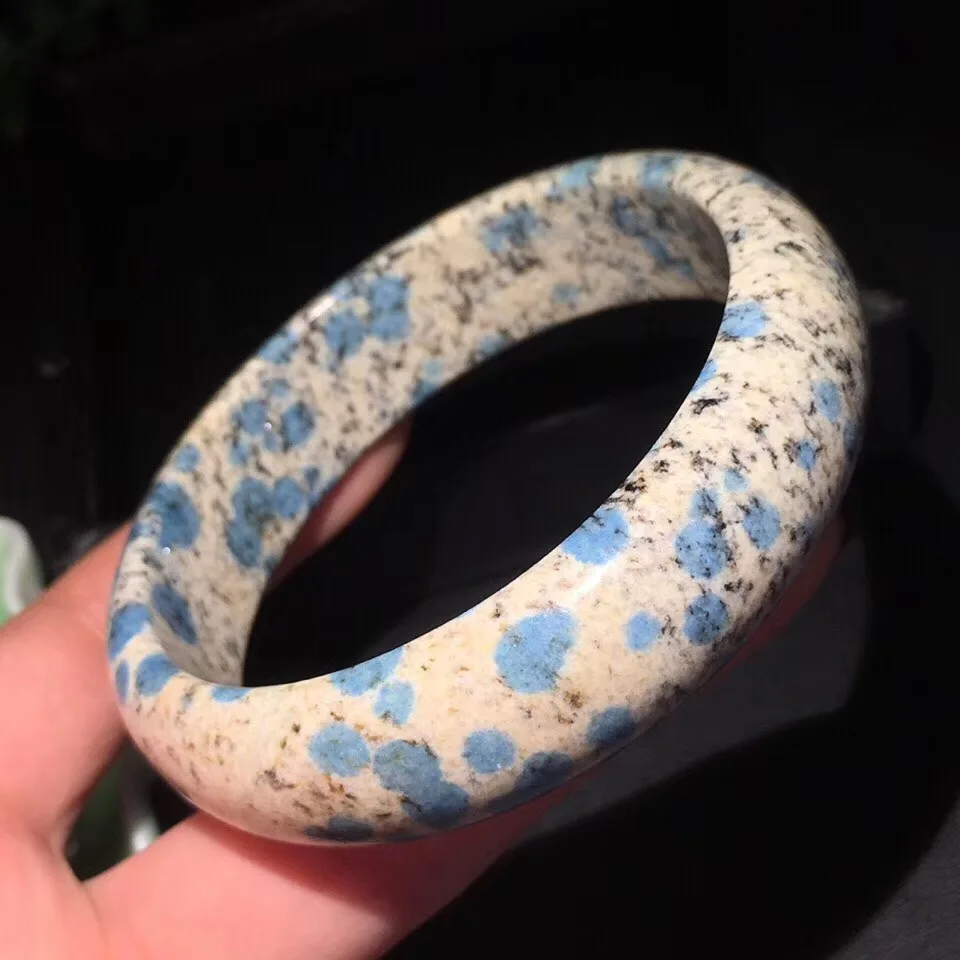 

61.7mm Natural K2 Blue Azurite Gemstone Bangle Volcanic Gemstone For Woman Lady Anniversary Gift Crystal Stretch Bangle
