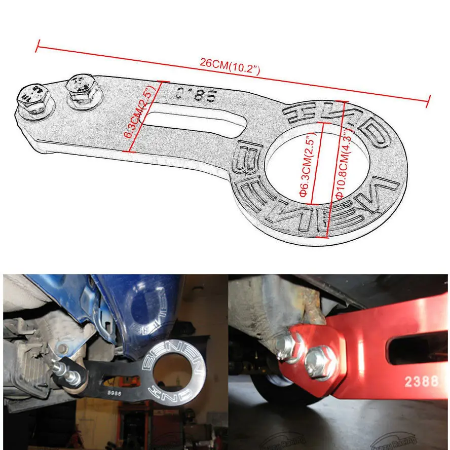 BBQ @ FUKA 1X العالمي سيارة الأحمر بأكسيد السحب الخلفي هوك البليت الألومنيوم سحب كيت ل JDM سباق السيارات المحمولة تصفيف اكسسوارات