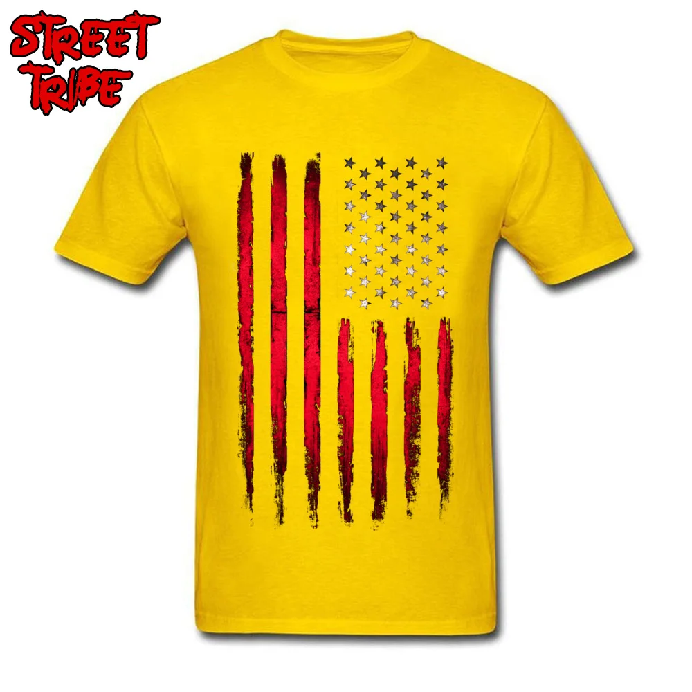 Brand New Boy T-shirts Crewneck Short Sleeve Cotton Fabric Camisa Tops Tees Custom Tops T Shirt Wholesale American stars and stripes flag Grunge yellow