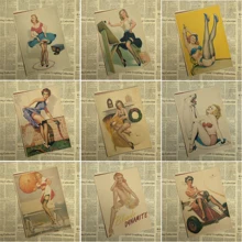 PINUP девушки Второй мировой войны оберточная бумага в винтажном стиле Классический плакат Бар Кафе гостиная столовая настенные декоративные картины часть 3
