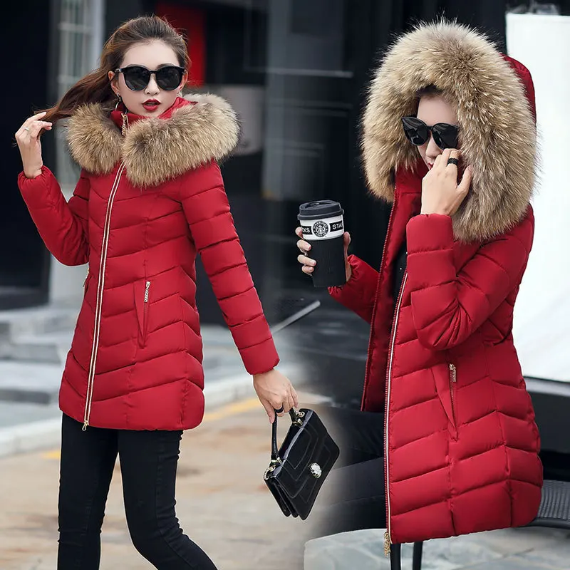 Winter jacket women fashion 2018 parkas mujer new long coat female jacket thick hat collar big fur collar Women's winter coats