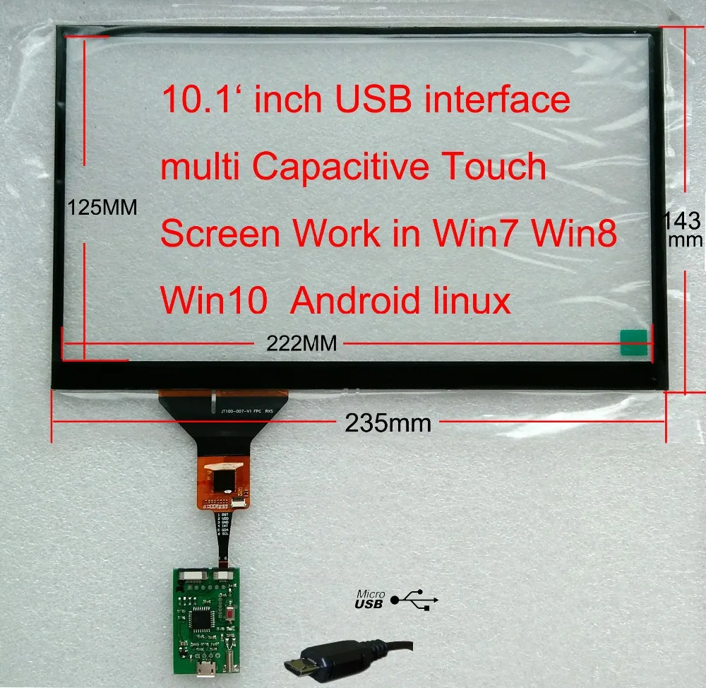 10 1 дюймовый USB интерфейс емкостный сенсорный экран для CARPC win7 win8 win10 Android Linux Raspberry Pi