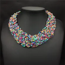 Акриловые бусы, богемное ожерелье, женские широкие колье-ошейники, ручная работа, модные БИСЕРНЫЕ НИТИ, богемные ювелирные изделия, Collares De Acrilico