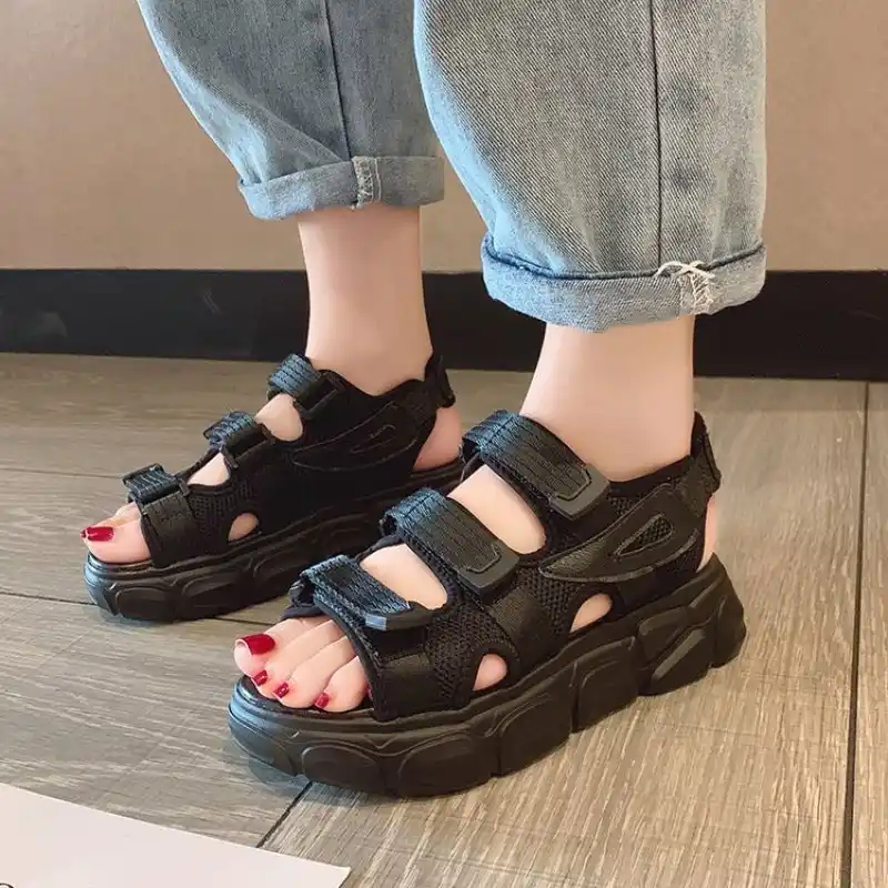 chunky black platform sandals