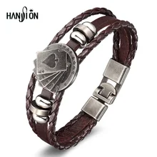 Lucky, винтажное мужское ювелирное изделие, черный кофейный кожаный браслет, игральные карты, Раджа-Вегаса, для мужчин, многослойный Плетеный браслет, Pulsera