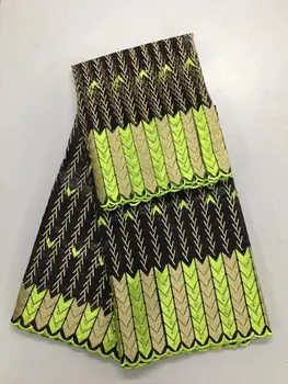 

2017 Hot selling 5 yards embroidery Bazin riche lace fabric with 2 yards net lace blouse,guipure African bazin lace fabric black