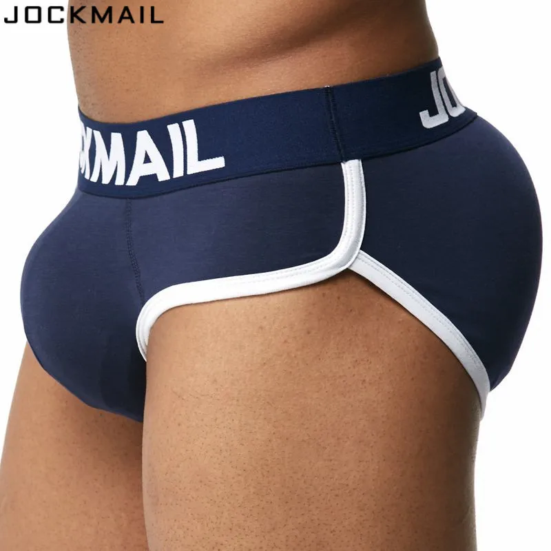 JOCKMAIL бренд повышения мужские нижнее бельё для девочек трусики женщин пикантная выпуклость гей накладка на пенис спереди + Назад Magic ягодицы