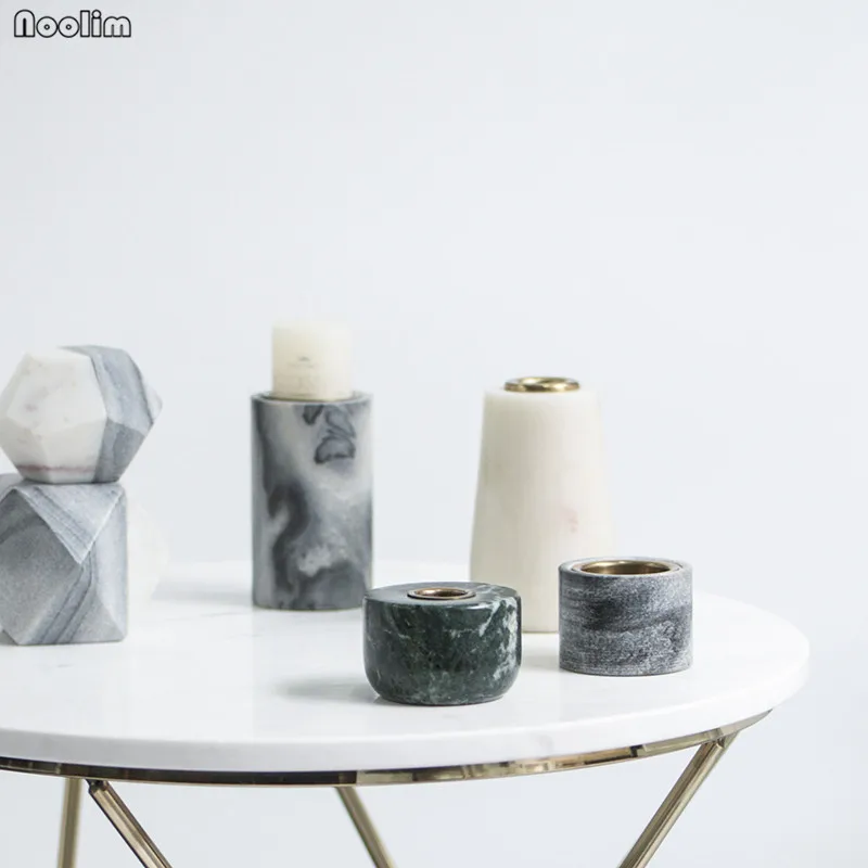 

NOOLIM 1Pcs Nordic Simple Style Marble Candlesticks Home Table Candlestick Wedding Bar Party Home Decor Candle Holders