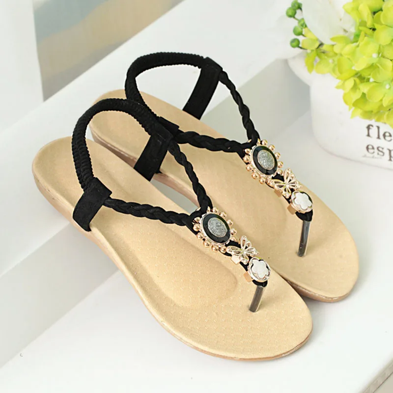 

Bohemian Style Women Sandals Summer Flat Sandals 2019 New Flip Flops Women Shoes Beach Sandalias Plus Size Slip-On Female Shoes