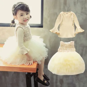 

Anlencool 2020 Female Baby Autumn Winter Fashion Wraith Hairsy Skirt + Foundation Shirt Two Girls Autumn Sets 1-7 years clothing