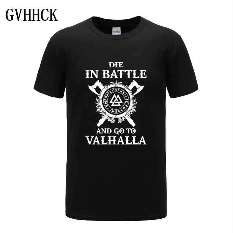 

Odin Vikings T Shirt Men Die In Battle And Go To Valhalla Tshirt Mens Summer Print Hip Hop T-Shirt Black Tops Tee Hombre