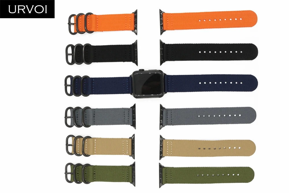 Ремешок URVOI NATO для apple watch Series 6 SE 5 4 321 плетеный нейлоновый ремешок iwatch двойные