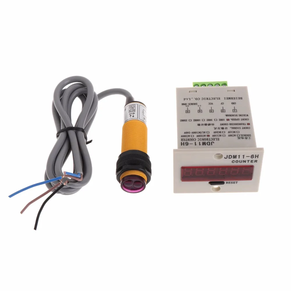 

6-Digit LED Display 1-999999 Counter Adjustable NPN Photoelectric Sensor Switch Digital Counters Switches