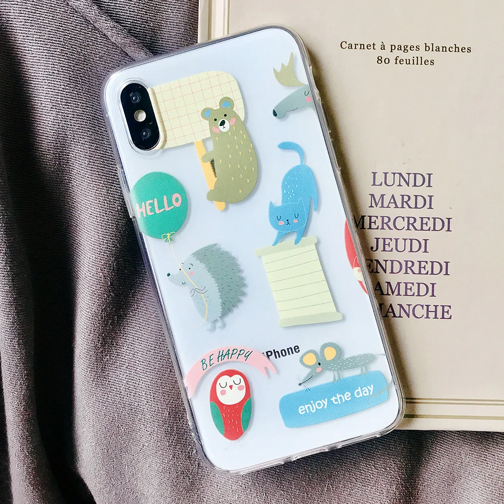 KIPX1072C_1_JONSNOW Transparent Soft Case For iPhone 6S 7 8 Plus Cute Funny Dinosaur Pattern Phone Cover For iPhone XS XR XS Max Capa Coque Fundas