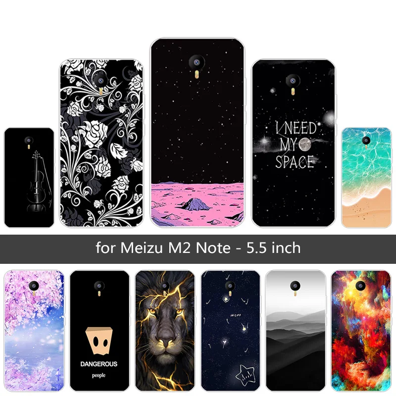 Soft TPU for Meizu M2 Note Sunrise Phone Cases Coque 5.5Inch Skull Silicon Black Back Matte Cover NOTE Meilan Note2 |