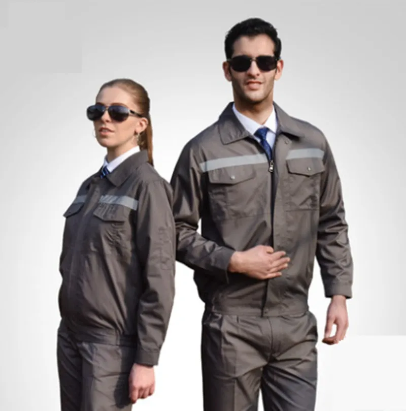 

Unisex Workshop uniform long sleeves overalls workshop overall high quality spring summer work clothes Set coat with Pants