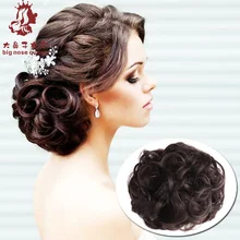 Women Curly Chignon Clip in Elastic Fake Hair Bun Updo Hairpiece Extension Accessories Synthetic Natural Hair Style Black Brown