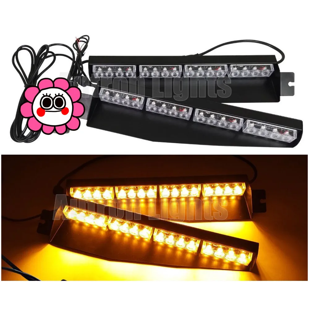 

CYAN SOIL BAY 32 LED Amber Car Emergency Warning Strobe Visor Split Mount Deck Dash Light Bar