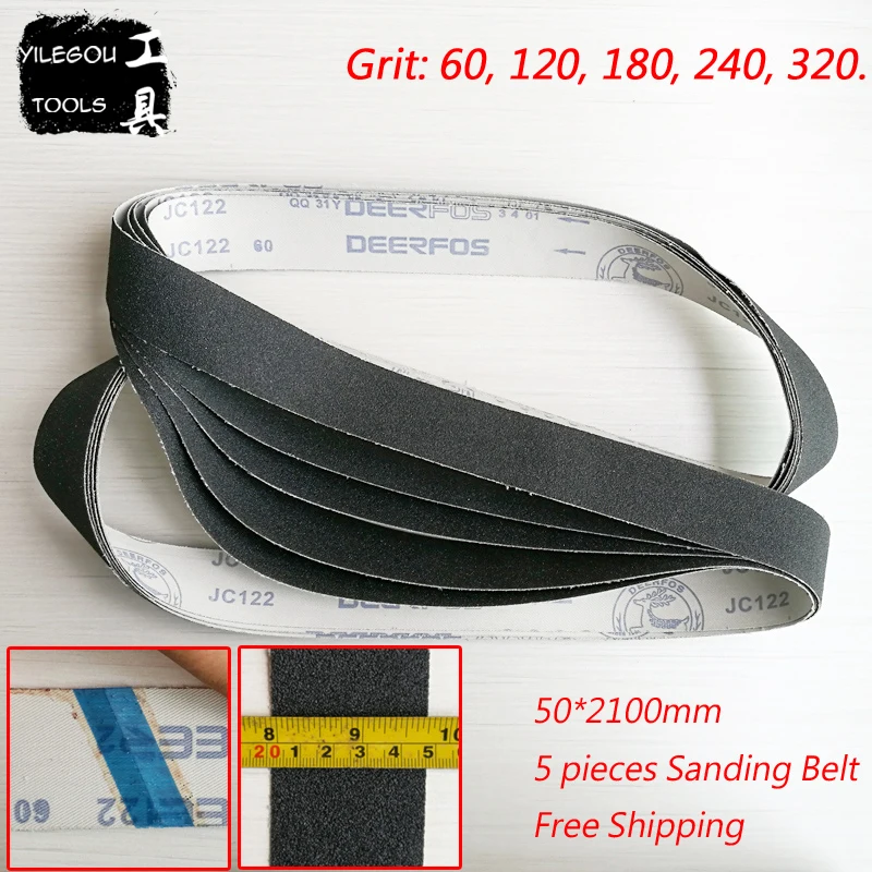 5 Pieces 50*2100mm Sanding Belt For Metal 2100*50mm Sanding Screen Wet and Dry Dual-use With Grit 60 120 180 240 320 For Metal