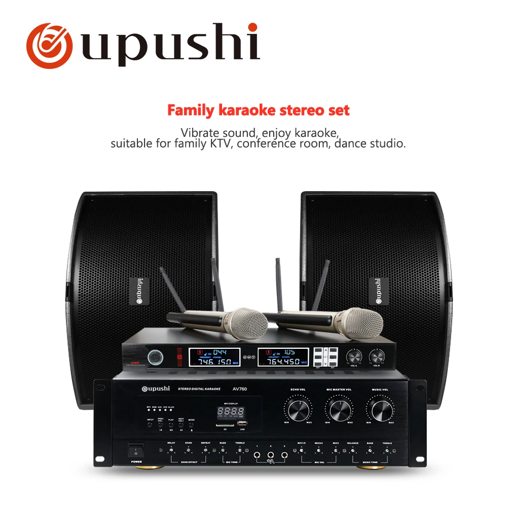 oupushi AV760N +KB10 +HU386 amplifier speaker and micphone use Home theater system Family singing system KTV system oupushi AV760N +KB10 +HU386 amplifier speaker and micphone use Home theater system Family singing system KTV system