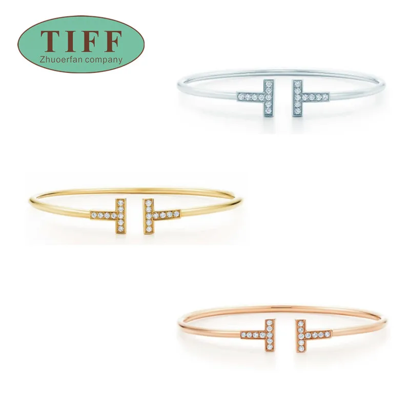 

TIFF925 silver 925 bracelet woman T shape opening universal size charm original jewelry luxury fashion women's gifts