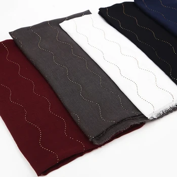 

10 pc Women's plain wave crystal scarf cotton and viscose scarves shinny scarves headband wrap muslim scarves shawls 180*85cm