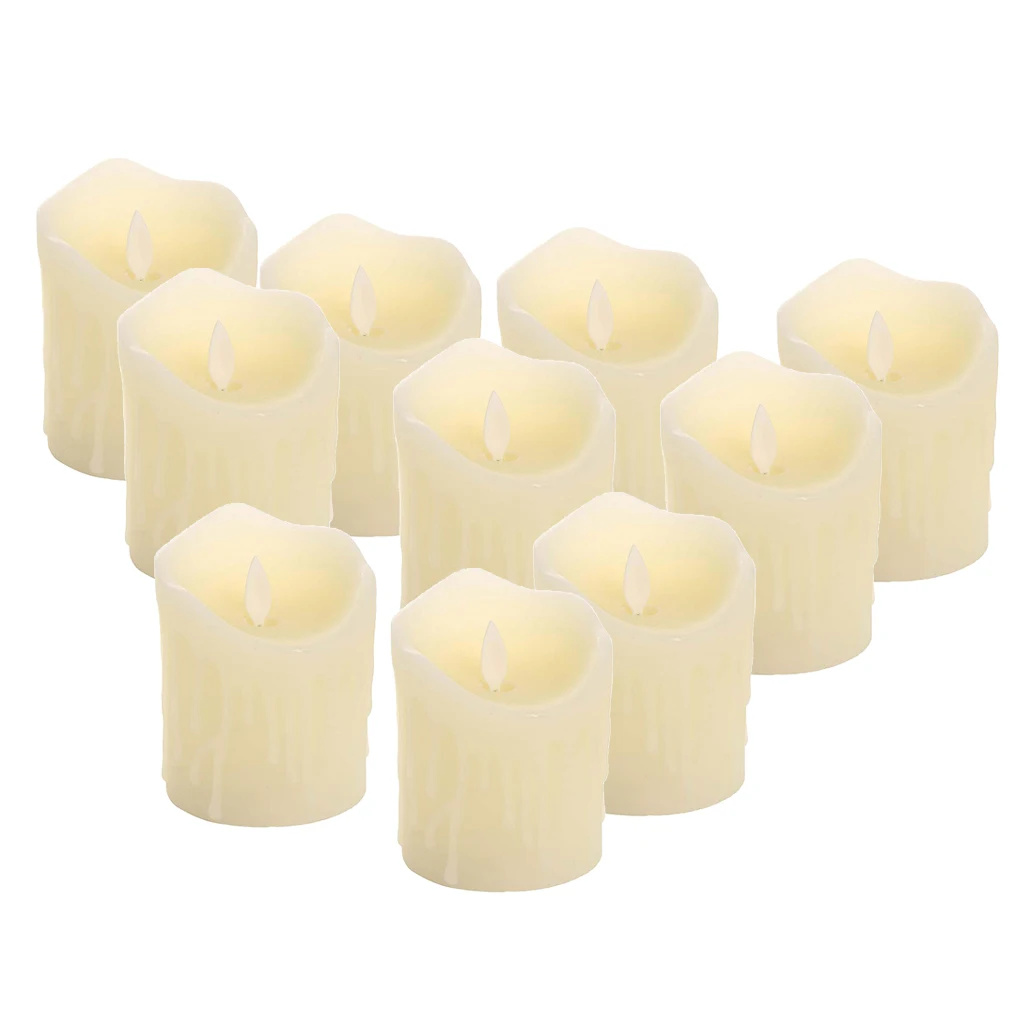 10pcs Flickering Flames Candles Realistic LED Candle Dancing Flame Light Indoor and Outdoor Battery Operated Wedding Party Decor