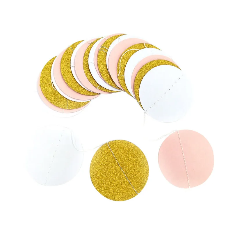 Glitter Circle Polka Dots Garland Banner Bunting Party Decor Pink White Gold home decor Grand Event Banners Streamers #25j10 (1)