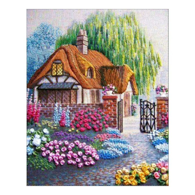 

30*36cm Diamond Painting Cross Stitch Flowers House Mosaic Pasted Crystal Embroidery DIY Home Decor MU