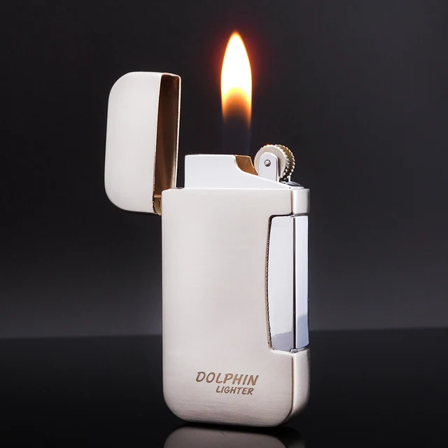 Changeable Flame Smoking Cigarette Lighter Gas,Gold Two Flame GoldTorch Lighters,Refillable