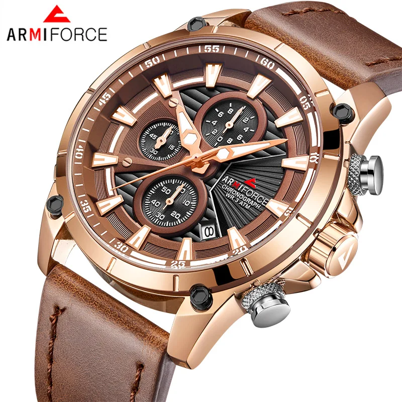 

2018 Men's Watches ARMIFORCE Fashion Hand Quartz Leather Watch Men Military Chronograph Sports Analog Clock Relogio Masculino