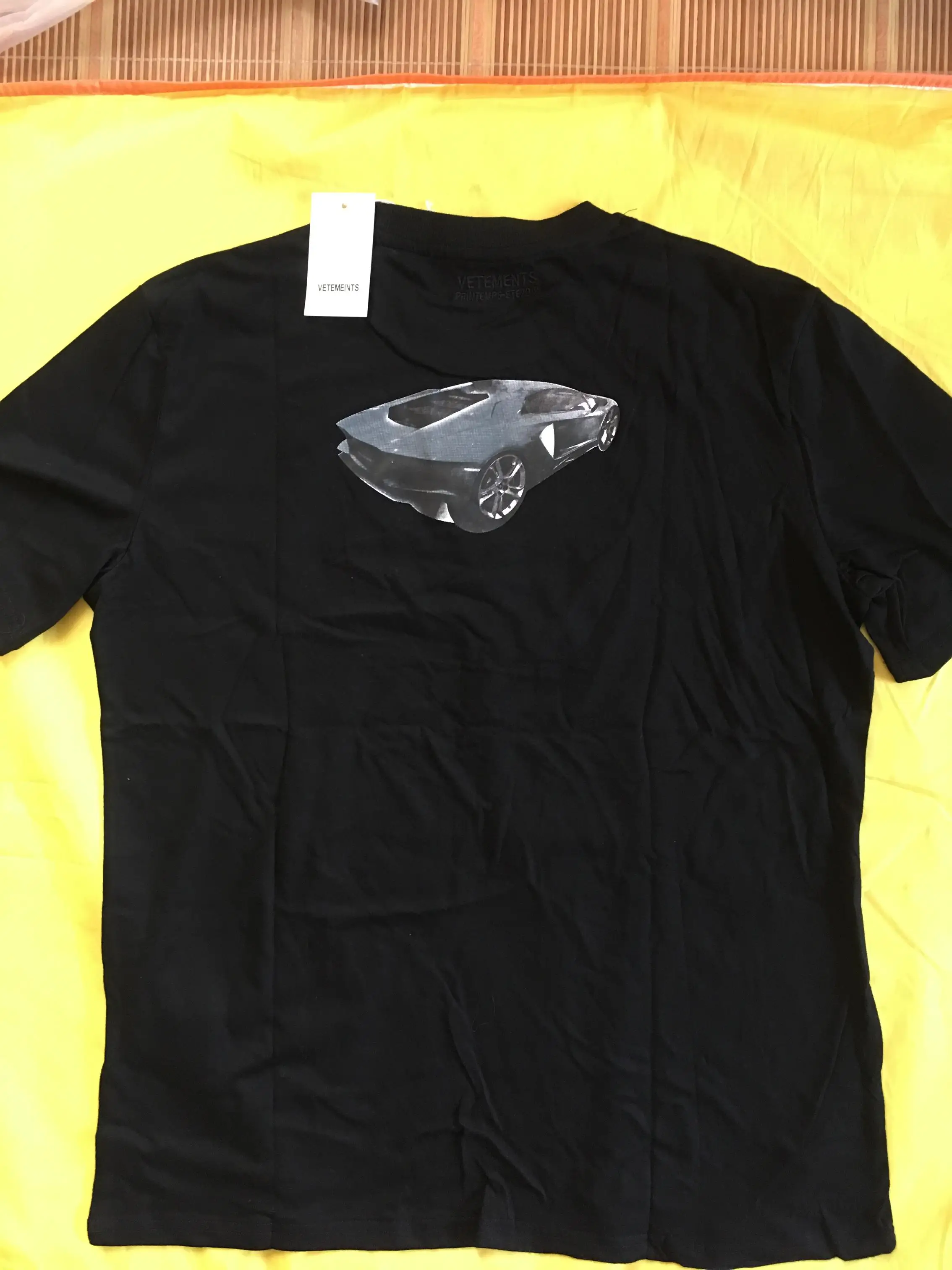 19SS Vetements, футболки, 1:1, настоящие метки, хлопок, Lamborghini, принт с автомобилем, футболки, уличная одежда, хип-хоп, туман, футболка Kanye West