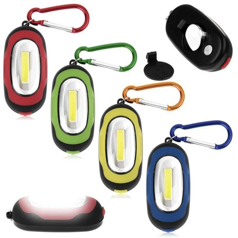 

COB LED Flashlight Light 3-Mode Mini Lamp Key Chain Ring Keychain PVC Lamp Torch Keyring Repair Lights With Magnet Battery