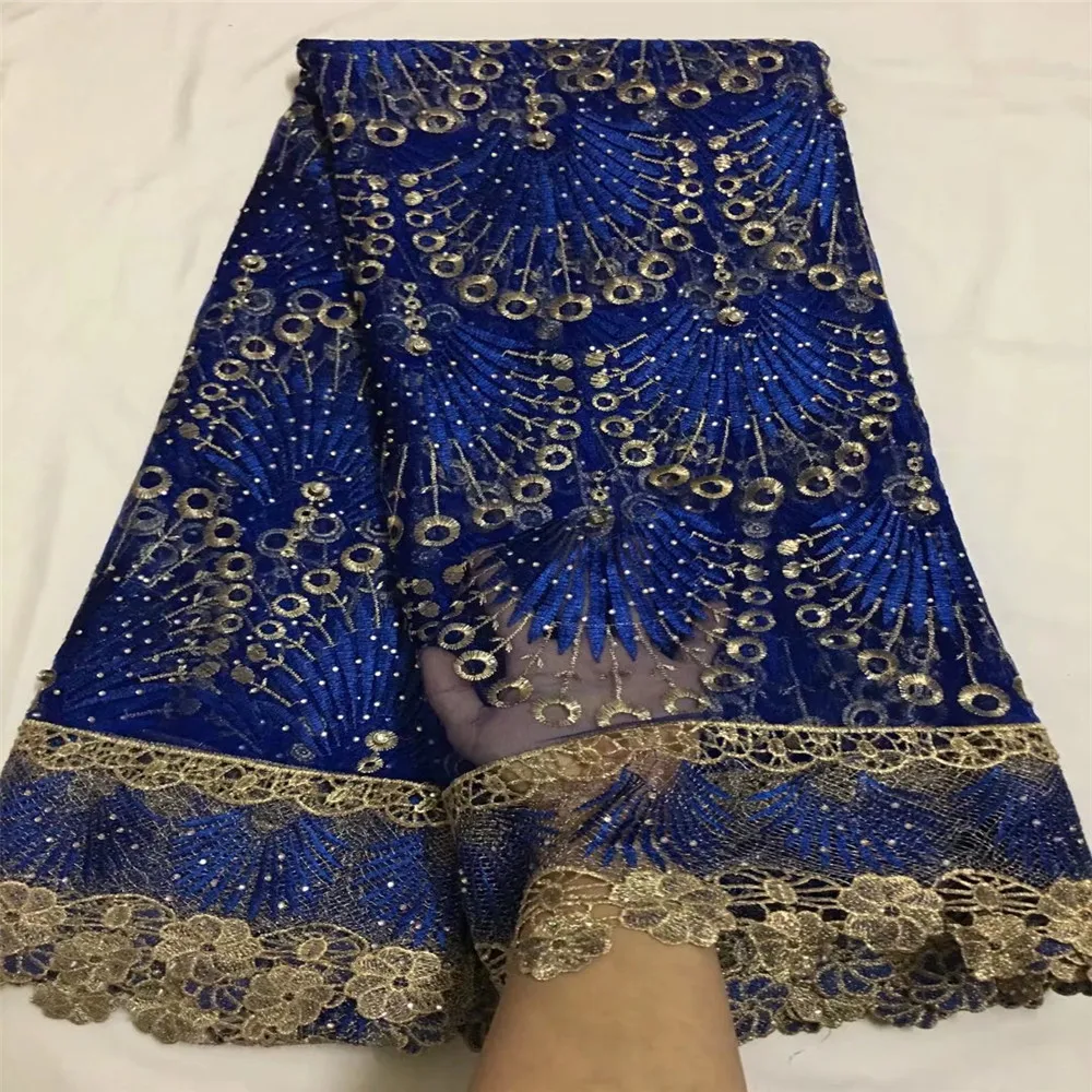 2018 Latest French Nigerian Laces Fabric High Quality Tulle African Wedding Lace blue F304-1 | Дом и сад