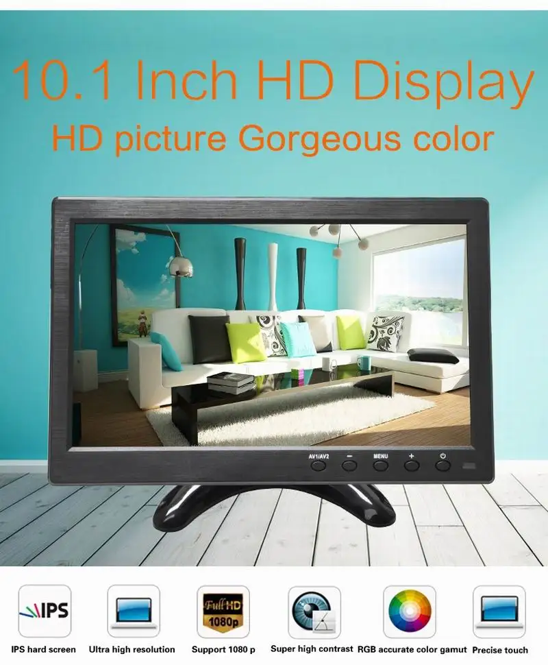 

Ouchunagbo 10.1 Inch HD ips car lcd display 1024*600 screen AV VGA BNC HIMI input 1080P Video 2 way video input